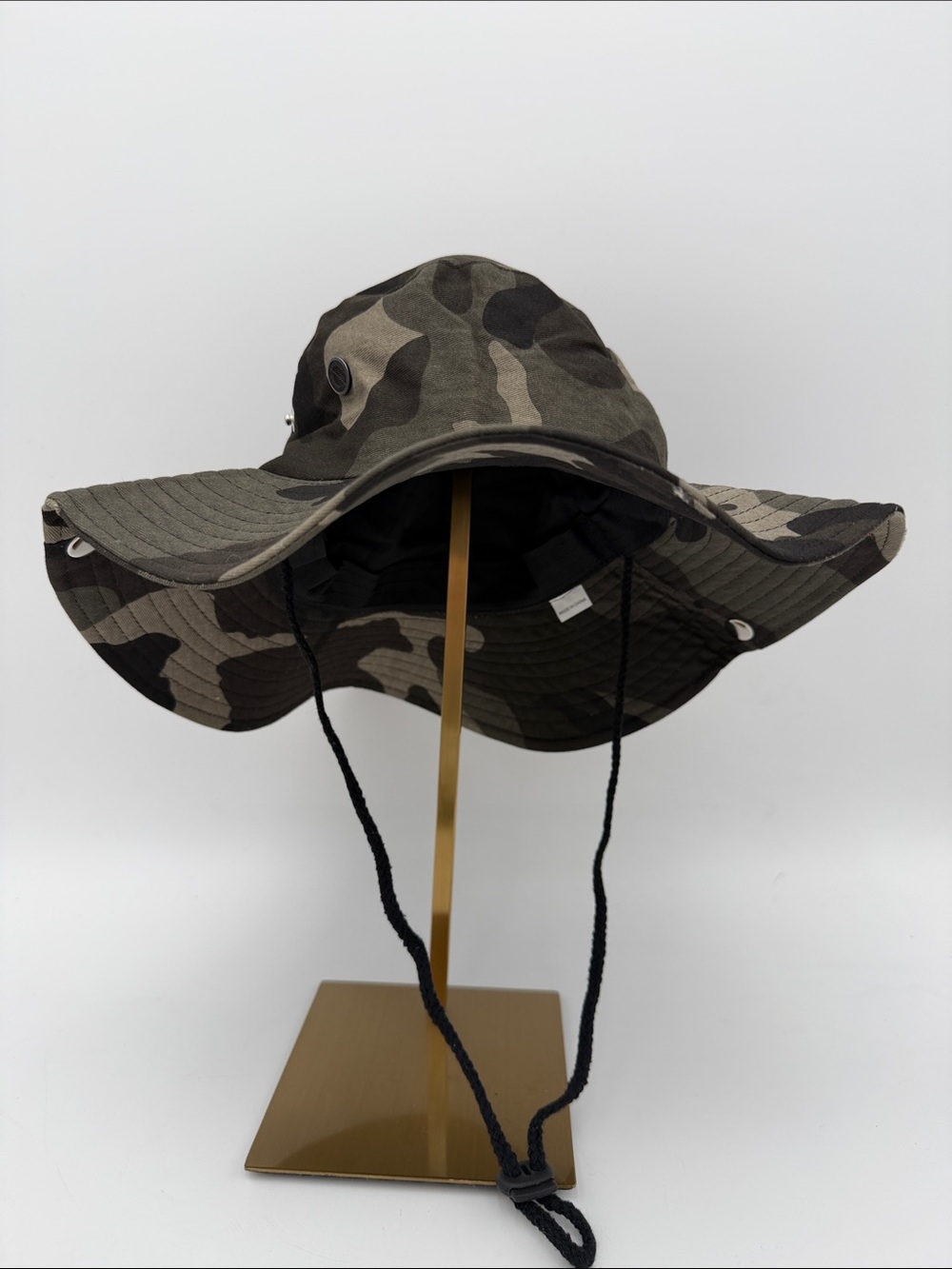 Camo Wide Brim Boonie Hat with Chin Cord